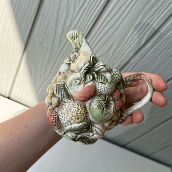 Vintage Lefton Japan Fruit Creamer Pitcher Majolica Style Pottery 1950s - Picture 6 of 8